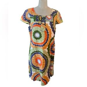 Boden 100% Linen Bold Floral Dress size 6